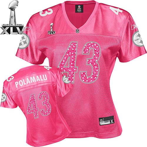 Steelers #43 Troy Polamalu Red Women's Sweetheart Super Bowl XLV Stitched NFL Jersey - Click Image to Close